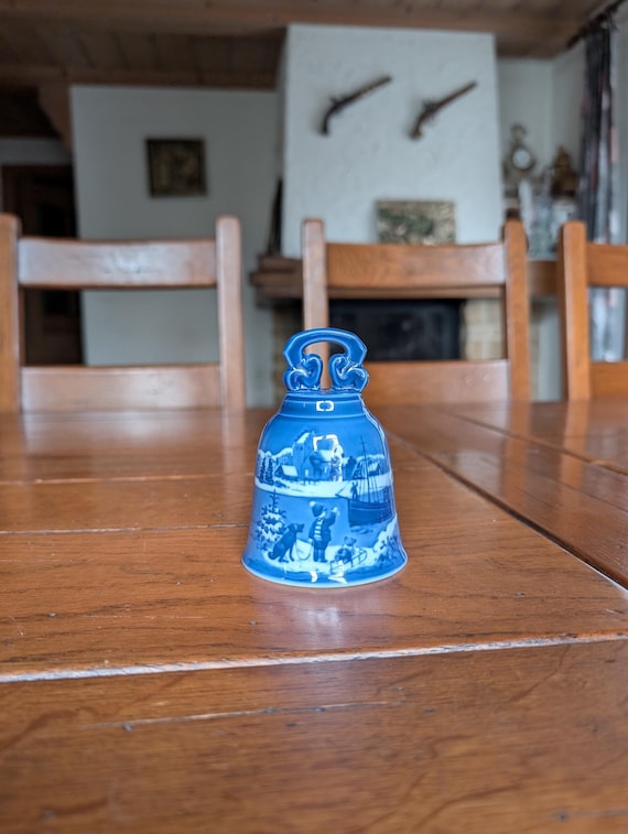 Royal Copenhagen 1998 Christmas Bell, Blue Porcelain Denmark Decor