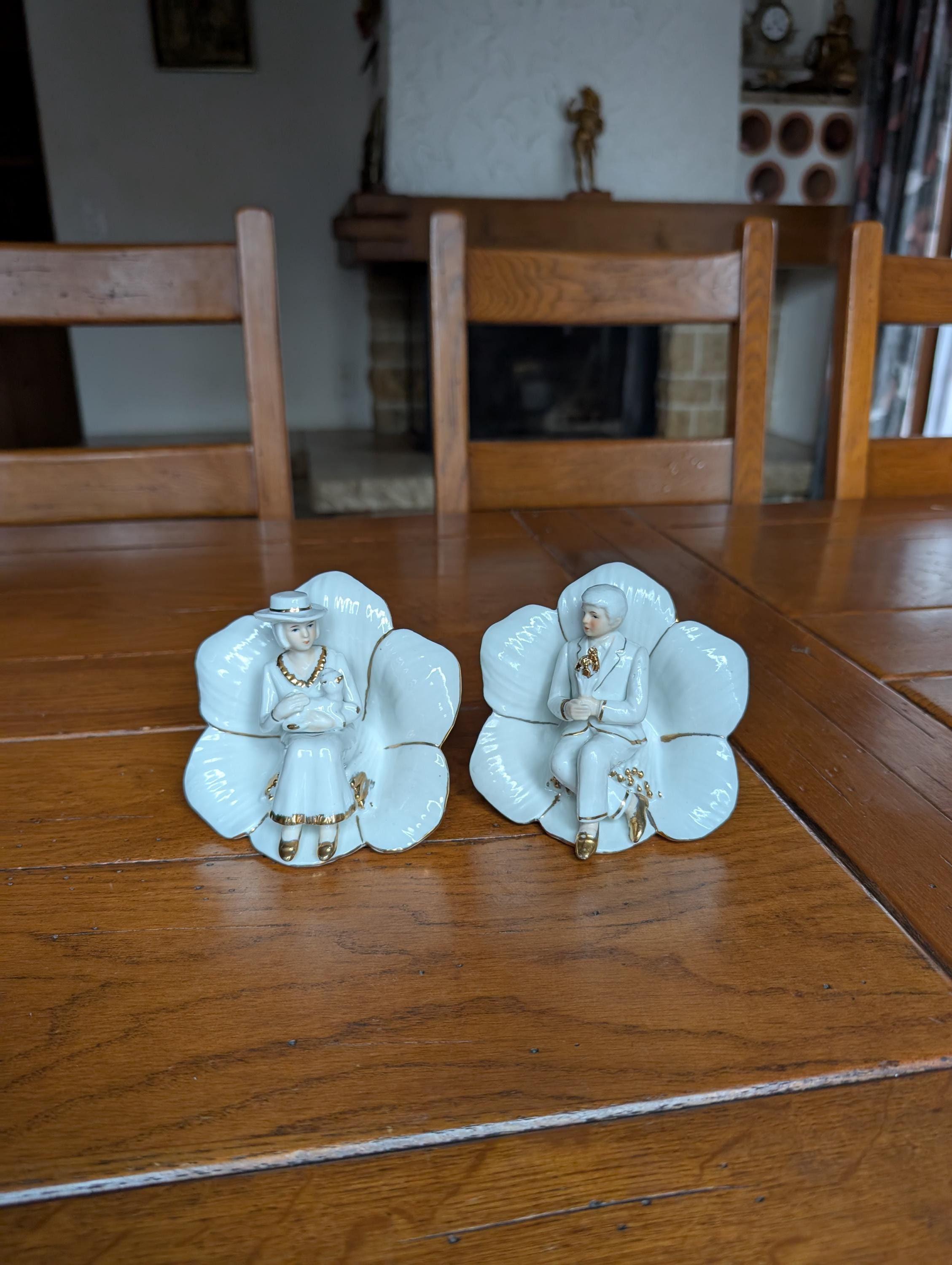 Sujet mariage silhouette couple or 18 cm - Planète Gateau