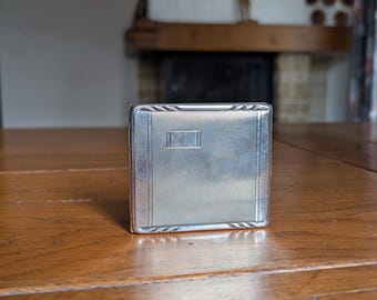 Vintage Hoka Alpacca Cigarette Case, Silver Tone Guilloché Pattern