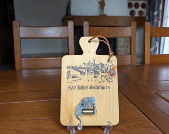 Vintage Swiss Music Box, Solothurn Wooden Board