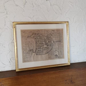Antique original framed landscape map of the Italian city of Trient for collectors of cartographic prints and vintage wall decor