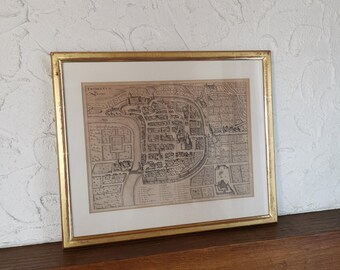 Antique Framed Map of Trient Italy, Collectible Cartographic Print