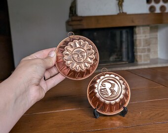 Set of Copper Wall Molds With Sun and Moon Motif in Celestial Art