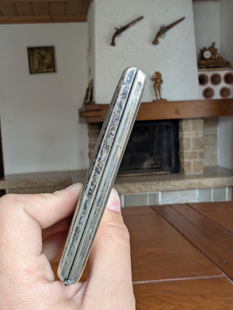 Vintage Alpacca Hoka Cigarette Case, Silver Plated Floral Art Deco image 4