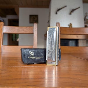 Hohner The Chromonica vintage chromatic harmonica made in Germany, in a leather case for collectors and music lovers