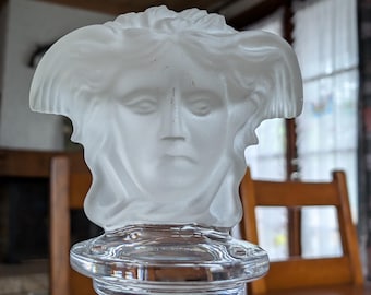 Vintage Versace Rosenthal Crystal Bottle Stopper: Medusa Head Bar Decor