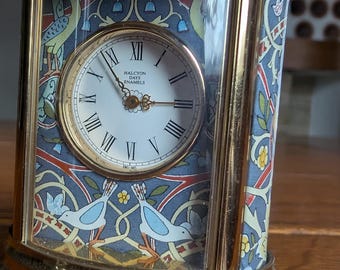 Vintage 1980s Halcyon Days Hand Painted Enamel Quartz Carriage