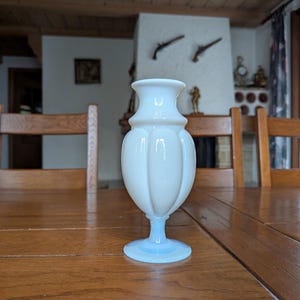 Sèvres antique white opaline glass balustrade vase on milk-colored stem from France for classical interior decor