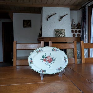 Villeroy & Boch Alt Strassburg Rose vintage large porcelain oval plate tray with floral pattern for rustic home decor