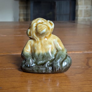 Wade England ceramic chimpanzee figurine 1973 mini glazed animal sculpture for collector shelf