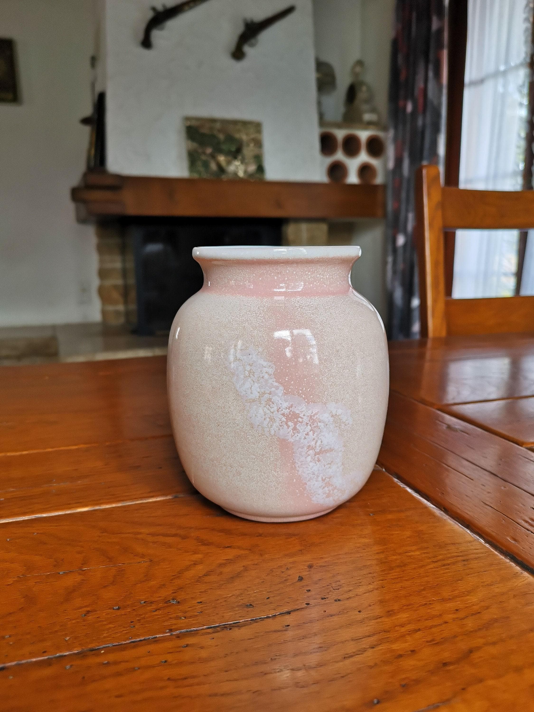 Strehla 1518 花瓶 | ヴィンテージ セラミック、ピンク＆ホワイトの