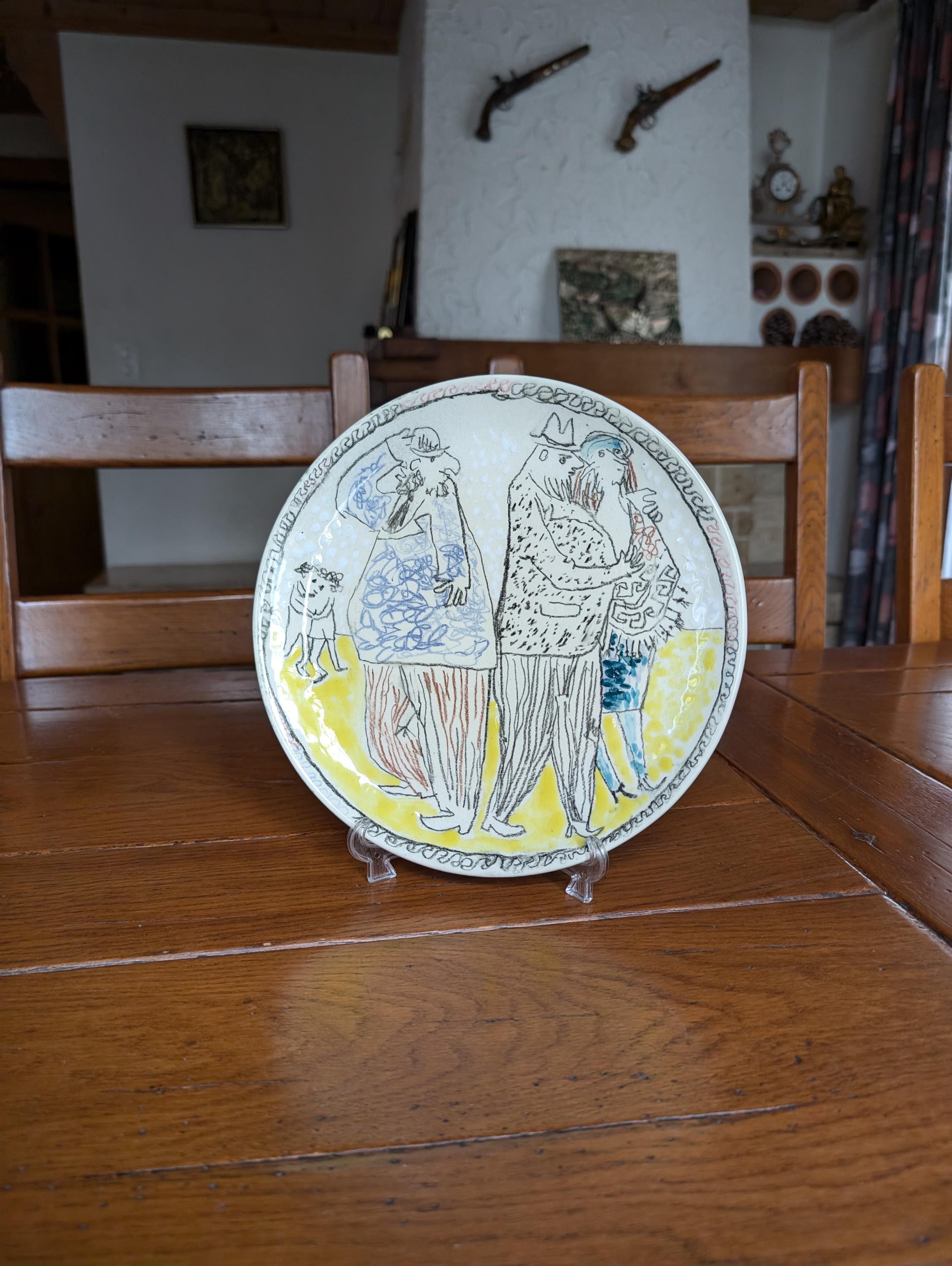 ドイツアンティーク　手描プレート ヴィンテージ マックス・ズルツバッハナー 手描き陶器プレート