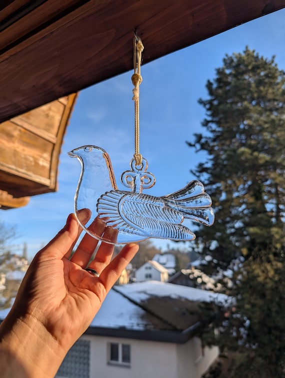 Vintage Kosta Boda Glass Dove Suncatcher - Bertil Vallien