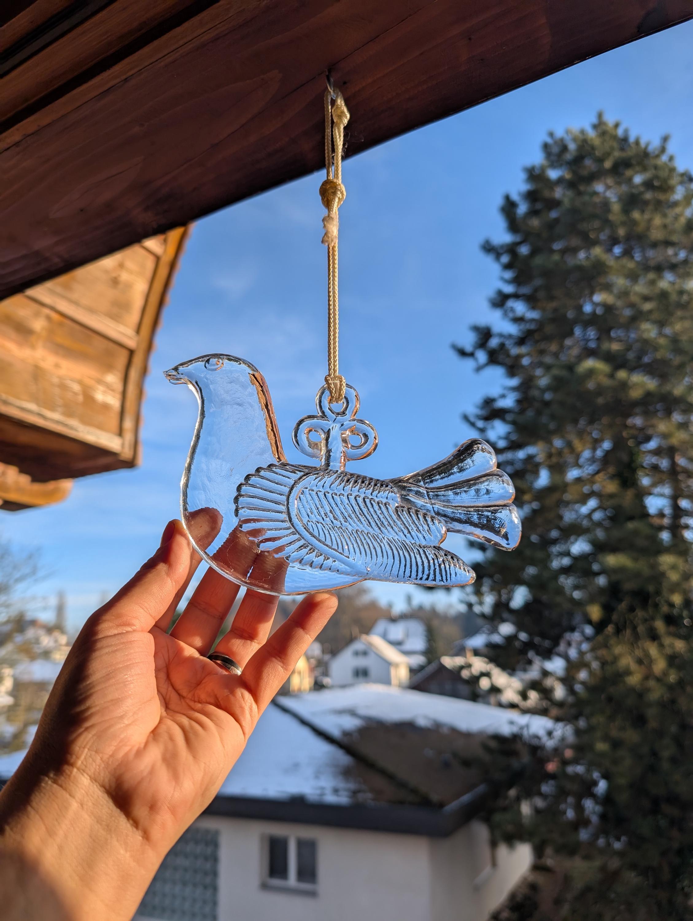 Vintage Kosta Boda Glass Dove Suncatcher - Bertil Vallien