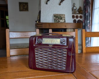 Radio de válvulas vintage WeltFunk, maleta suiza de baquelita, decoración retro de los años 50