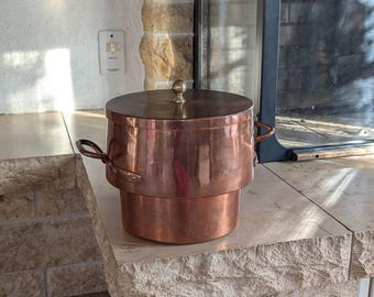 アンティーク　巨大な銅鍋 ≫ヴィンテージ デッド 未使用*グリーントカパー*古い 純銅 両手鍋