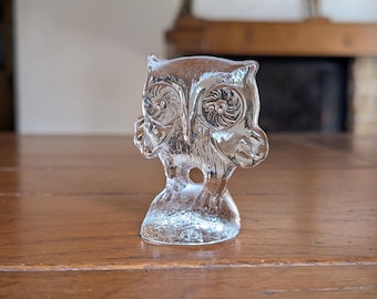 Figurine sculpture hibou vintage Kosta Boda en verre par Bertil Vallien