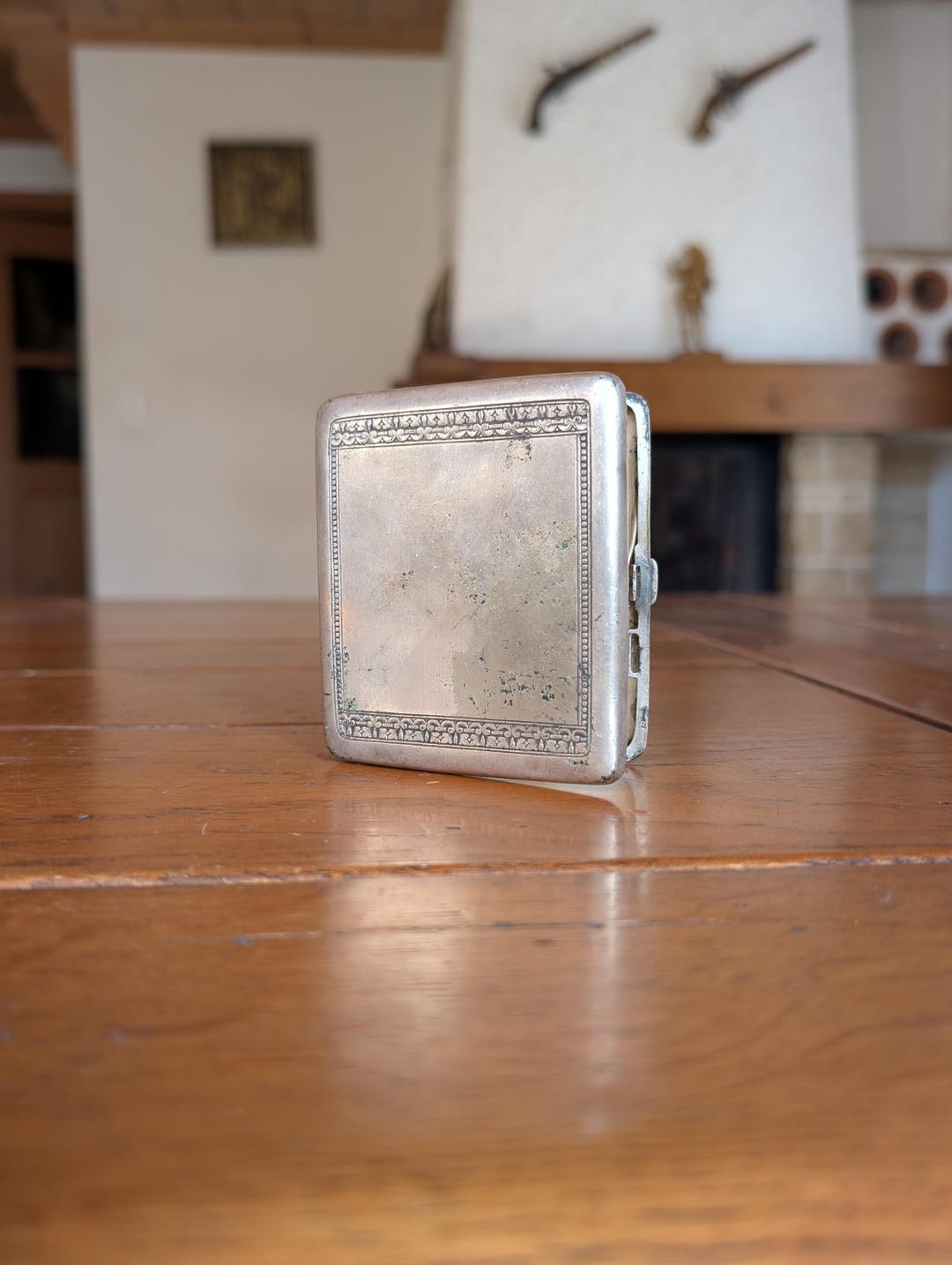 Alpacca Silver Cigarette Case Vintage Engraved Metal Smoking Accessory Collectible Gift