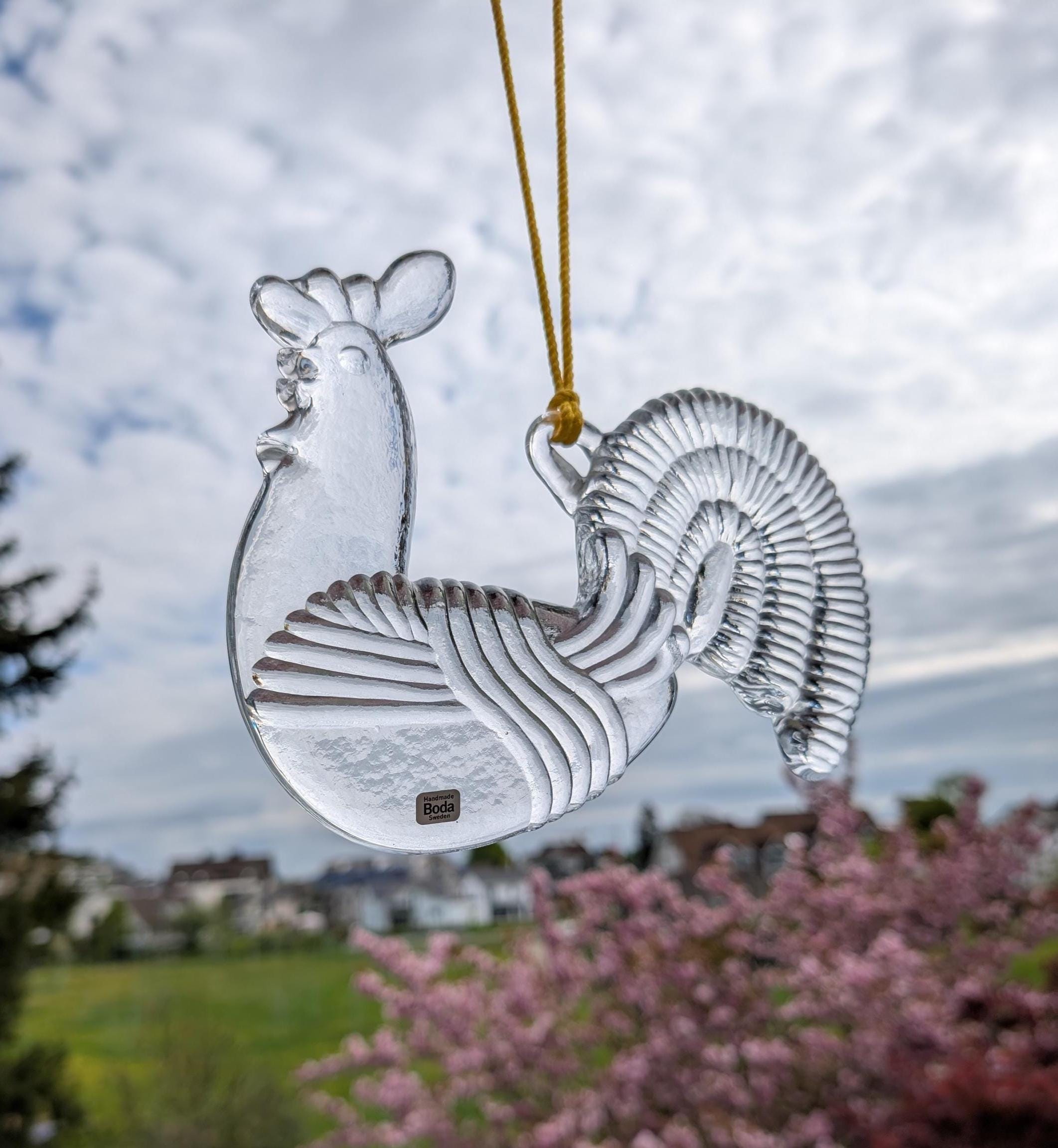 Kosta Boda Glass Rooster Suncatcher: Vintage Swedish Window