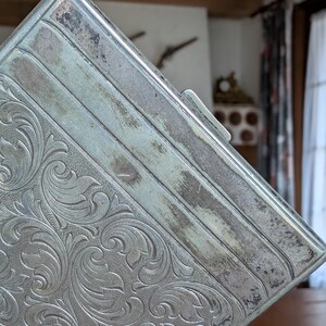 Vintage Alpacca Hoka Cigarette Case, Silver Plated Floral Art Deco image 2