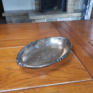 Antique metal bread tray from Sigg Switzerland with high sides and patterned handles