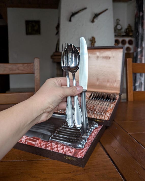 Vintage Wirths Solingen Edelstahl Besteck Set, 12 Personen