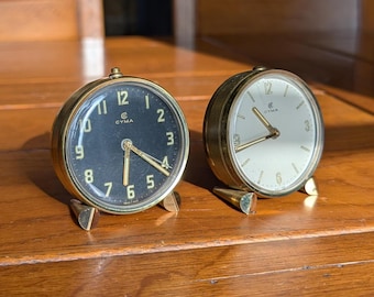 Antique Swiss Swiza Mechanical Alarm Clock 8 Days Art Deco Metal