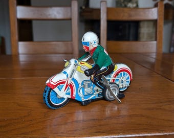 Vintage Blechdose Aufzieh-Motorrad MS-702, Retro-Spielzeugdekor