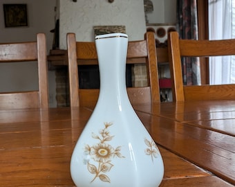 Hollohaza Hungary Vintage Porcelain Vase, Hand-Painted Floral Motif