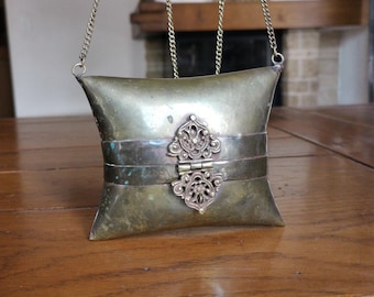 1930s Art Deco Pillow Bag, Brass & Copper Evening Purse