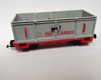 Vagón de ferrocarril vintage gris Playmobil Geobra 5264 de los años 90