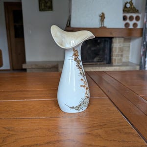 Gerold Porzellan Bavaria vintage white porcelain vase with real dried alpine flowers from West Germany for rustic home decor