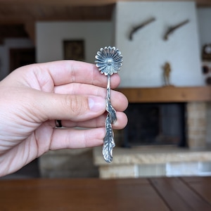 G Raspini 800 silver daisy spoon Italian flower shaped miniature flatware vintage