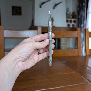 Antique Metal Openwork Letter Opener with Sheath: Ornate Desk Decor