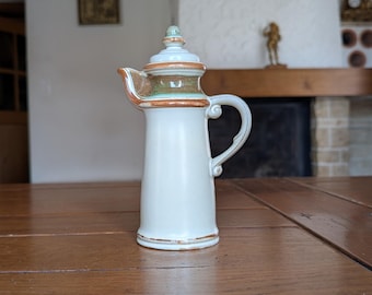 Vintage Tirschenreuth Teapot: Beige-Green, Mid-Century West Germany