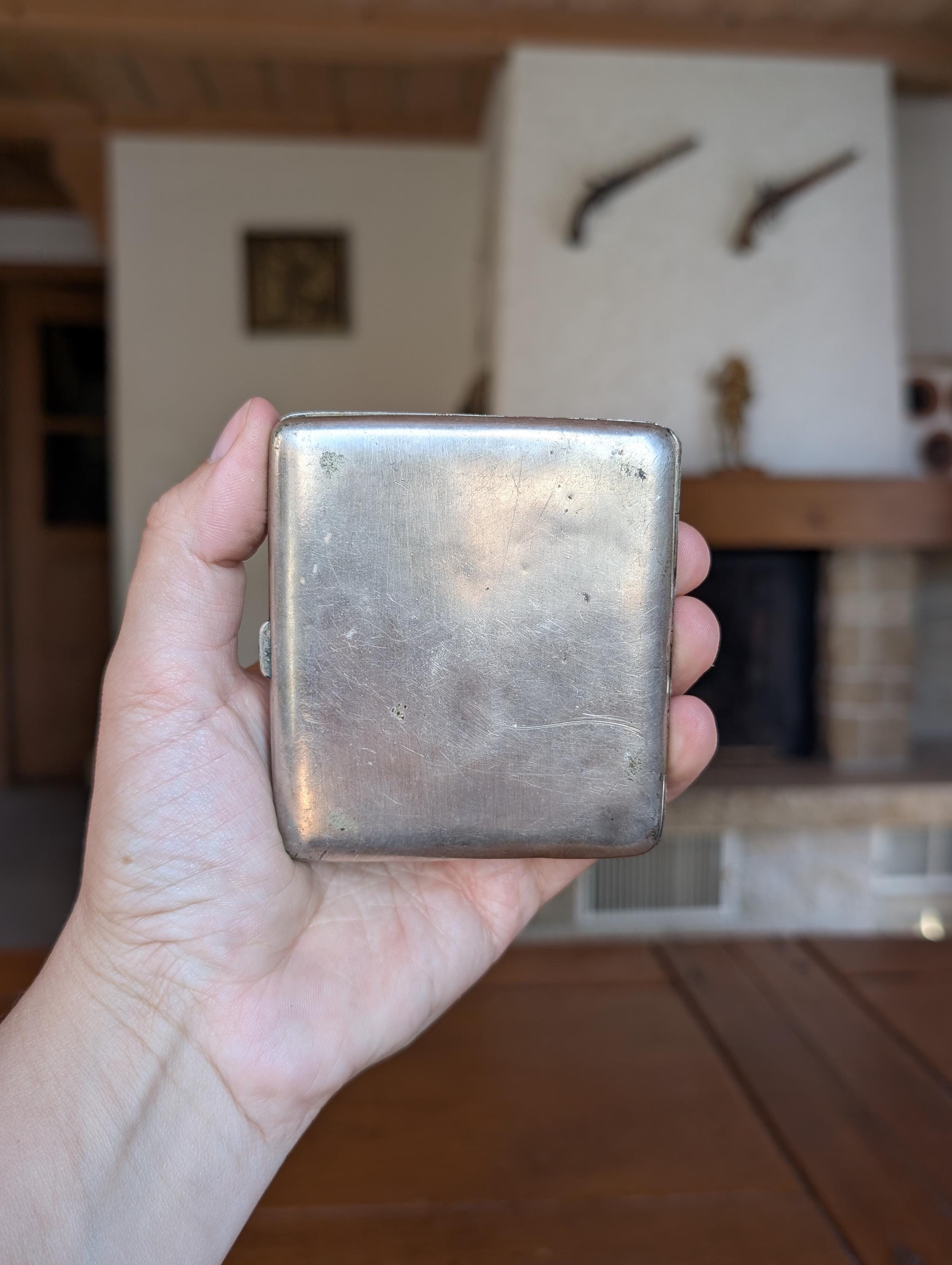 Alpacca Silver Cigarette Case Vintage Engraved Metal Smoking Accessory  Collectible Gift