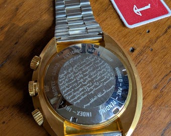 Dalil Monte Carlo Automatic Swiss Watch: 1970s Gold Case, Prayer