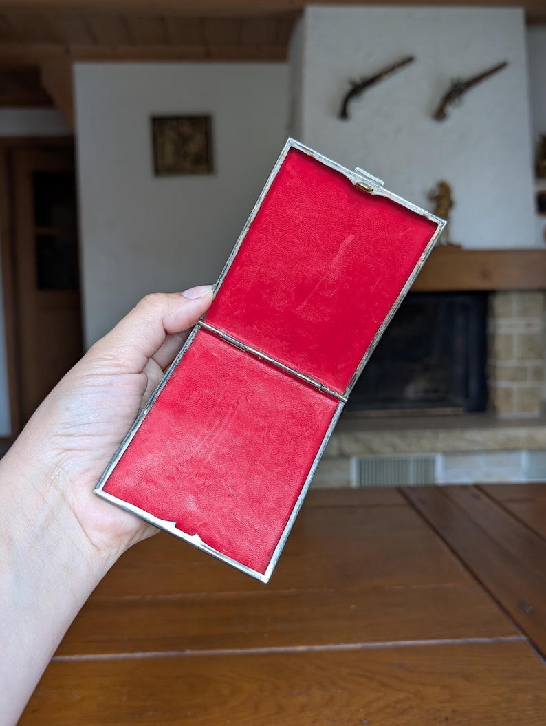 Vintage Alpacca Hoka Cigarette Case, Silver Plated Floral Art Deco image 6