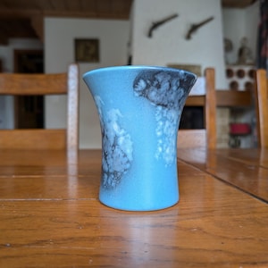 Duemler and Breiden 616/12 vintage ceramic vase in blue gray with flecks of mid-century West German fat lava home decor