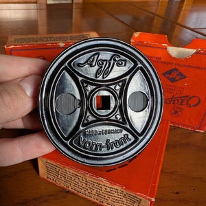 Agfa Ozaphan vintage 16mm film from 1938 in original projector box from Germany for film history collectors or vintage technology display
