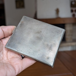 Vintage Alpacca Hoka Cigarette Case, Silver Plated Floral Art Deco image 8