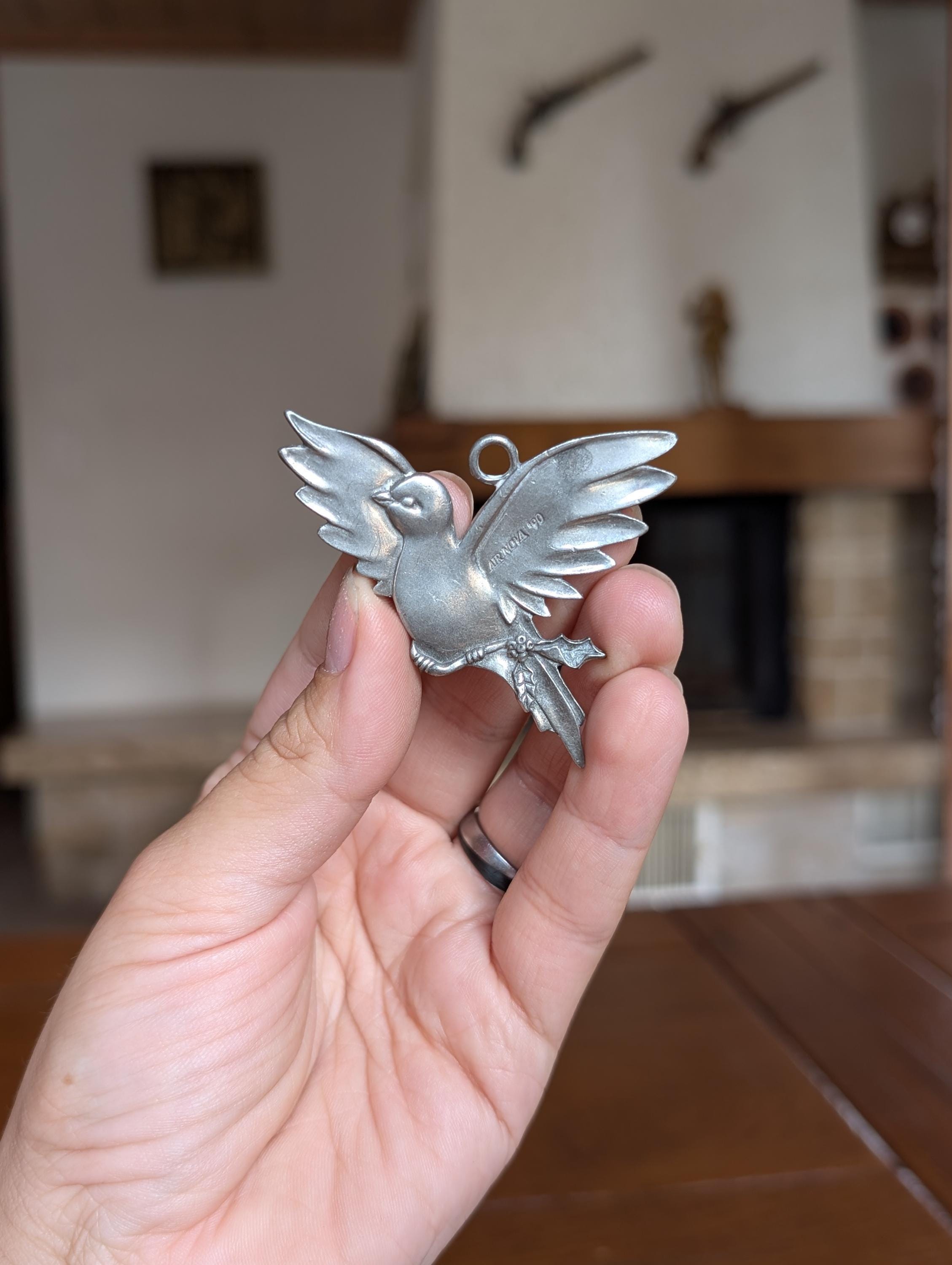 Broche Vintage 1987 "Seagull Pewter Canada" - Motif Tulipes - Bijou Ancien En étain