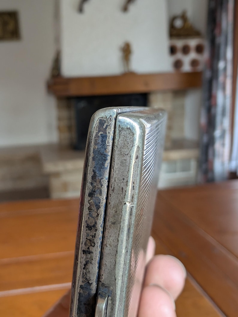 Vintage Alpacca Hoka Cigarette Case, Silver Plated Floral Art Deco image 5