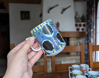 Tazza vintage in porcellana svizzera Bopla Langenthal: stile kitsch anni '90