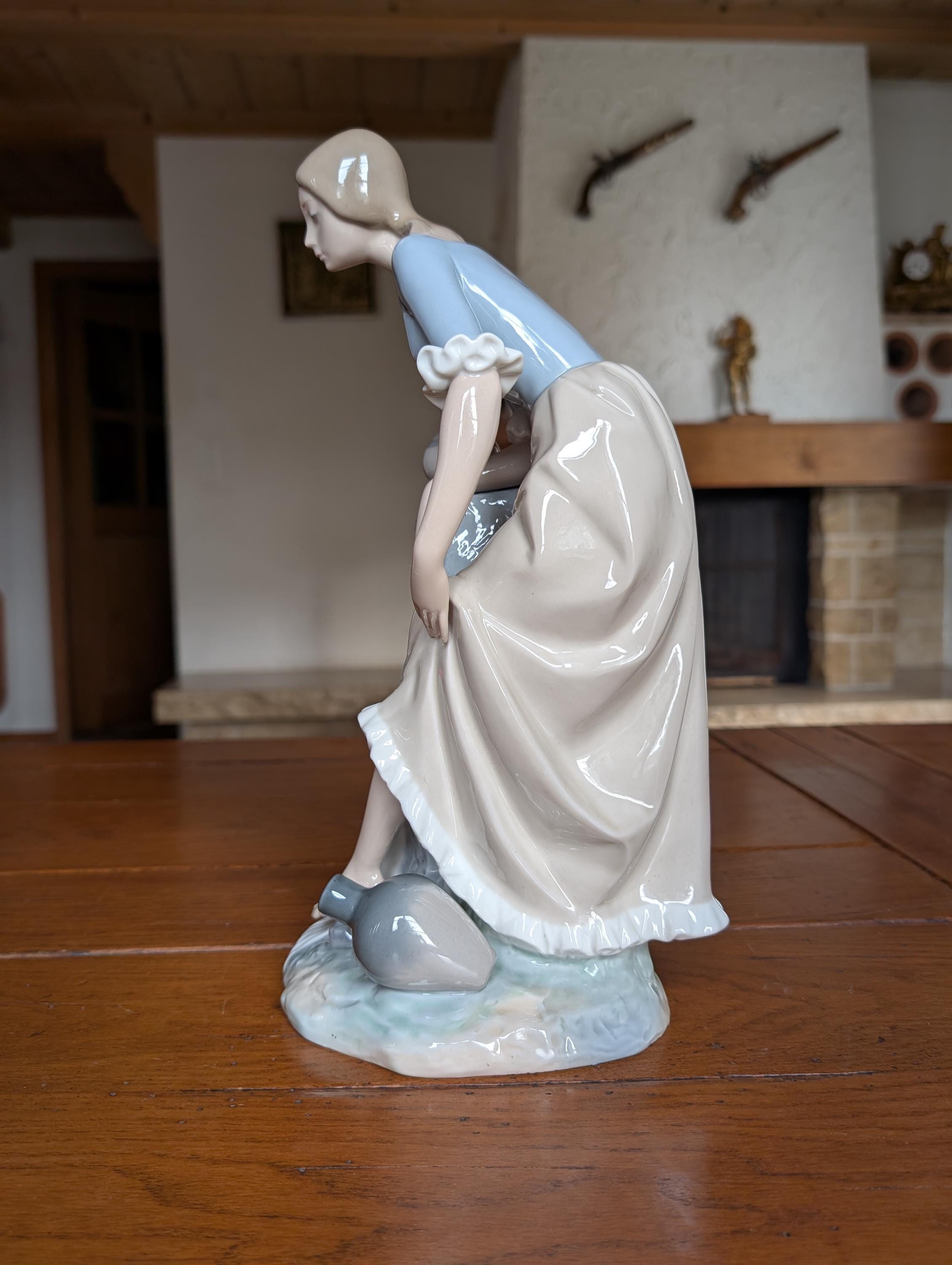 NAO by Lladro Porcelain Figurine: Woman at Well, Blue & Beige - Etsy