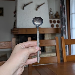 Wilkens vintage silver plated sauce skimmer spoon in Art Nouveau style from Germany for elegant table serving or collector&#39;s display