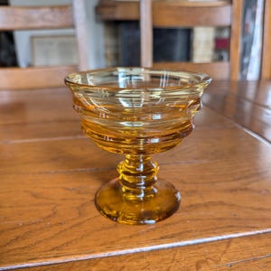 Kosta Boda By Me vintage amber glass footed bowl designed by Martti Rytkönen from Sweden for Scandinavian table decor