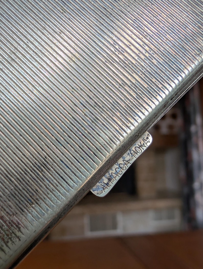 Vintage Alpacca Hoka Cigarette Case, Silver Plated Floral Art Deco image 7