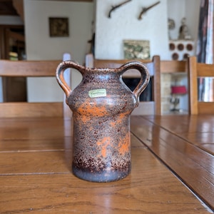 Carstens Tonnieshof 70s ceramic vintage vase in brown-red color fath lava style home decor mid-century West Germany
