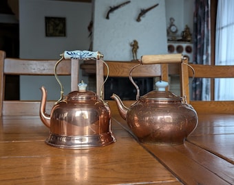 ヴィンテージ銅ケトル（磁器ハンドル付き）｜素朴な農家風インテリア